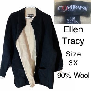 Coat: Ellen Tracy Wool Wrap Jacket black & white